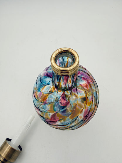 Hand Blown Glass Soap Dispenser – Jewel Tone Artisan Kitchen or Bathroom Pump Bottle