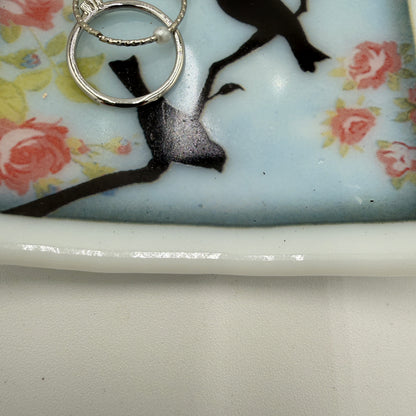 Lovely Fused Glass Trinket Dish- Bird Series