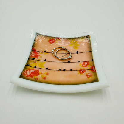 Lovely Fused Glass Trinket Dish- Bird Series
