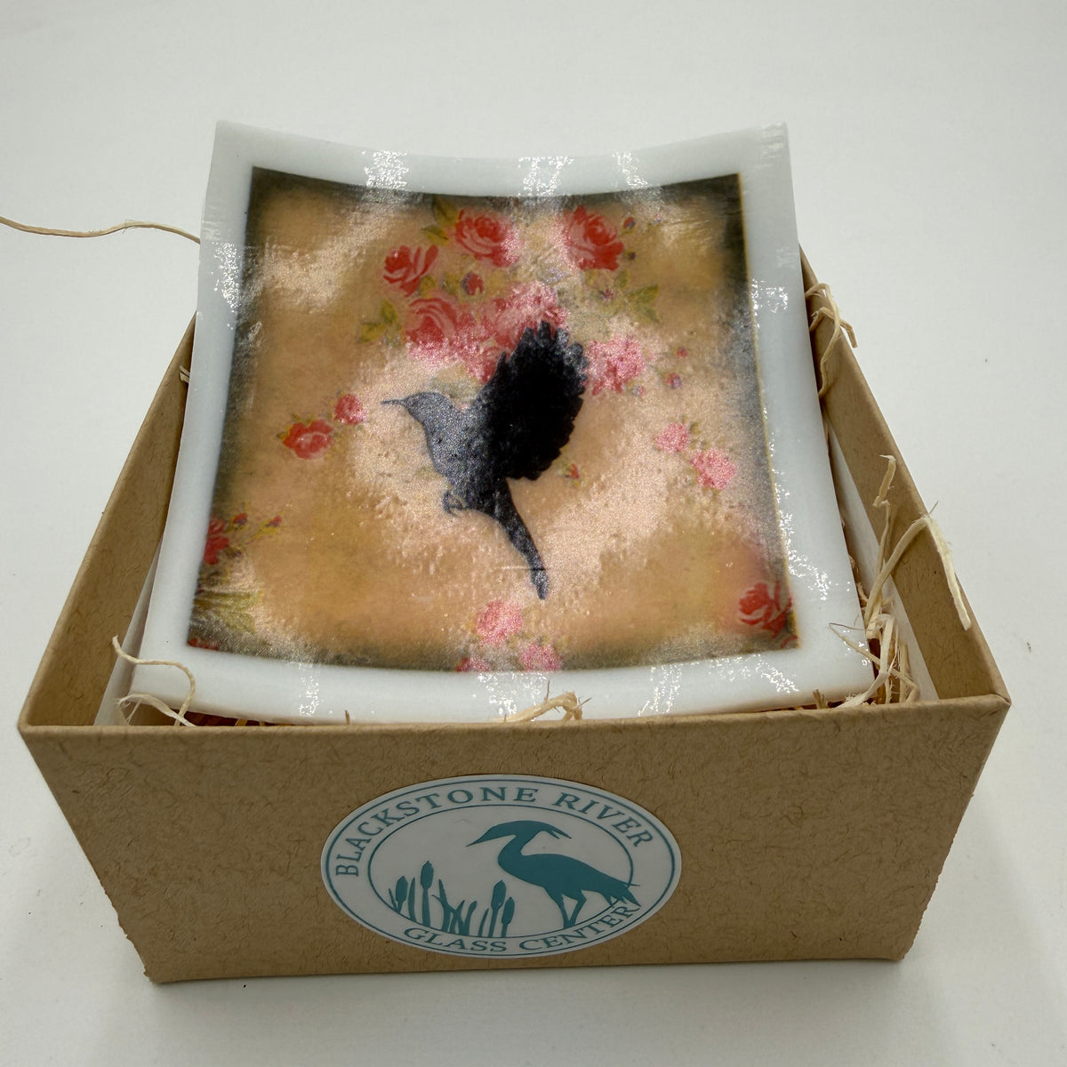 Lovely Fused Glass Trinket Dish- Bird Series