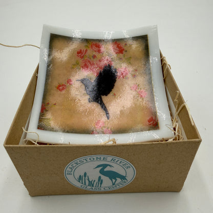 Lovely Fused Glass Trinket Dish- Bird Series
