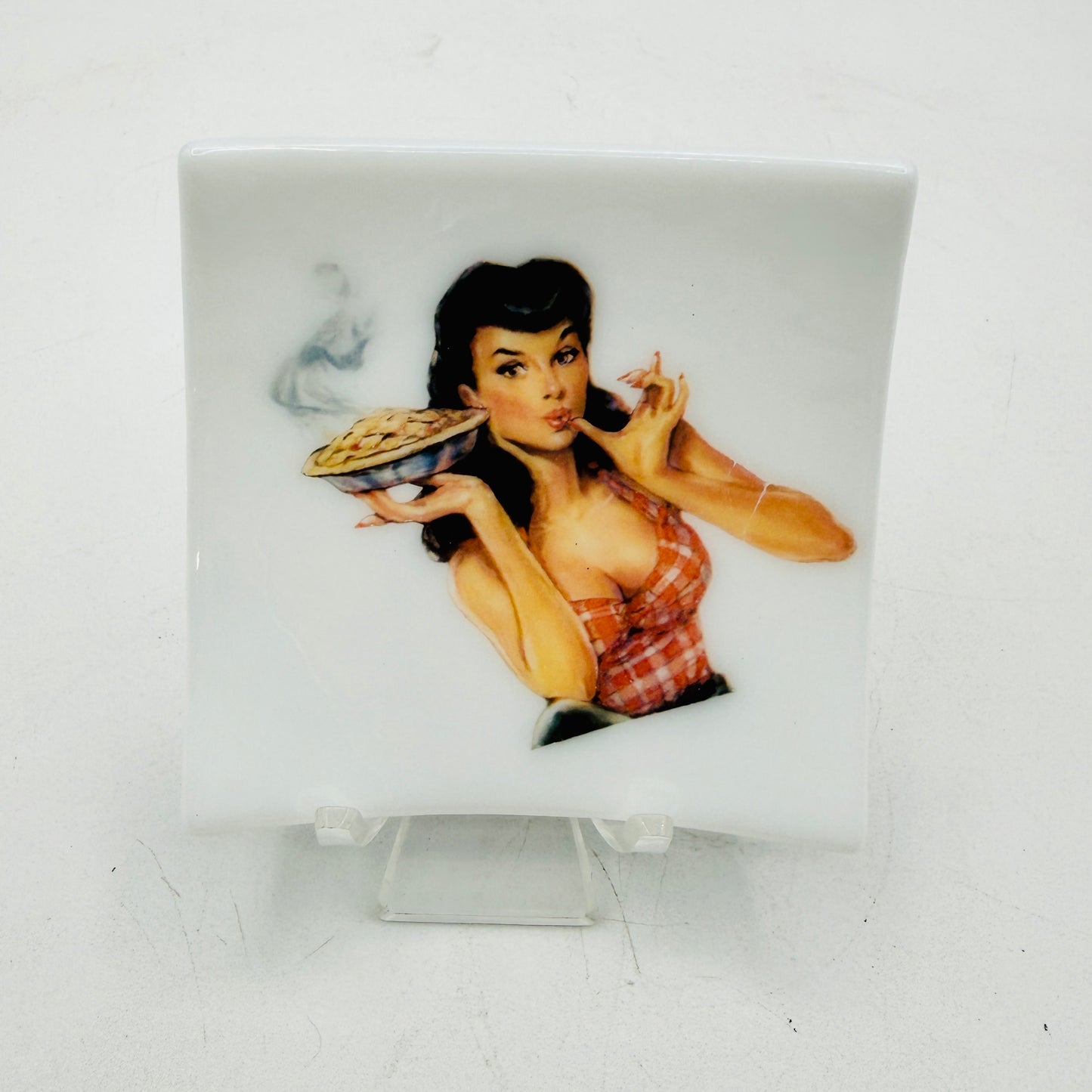 Handmade Fused Glass Pin-Up Girl Trinket & Ring Dish