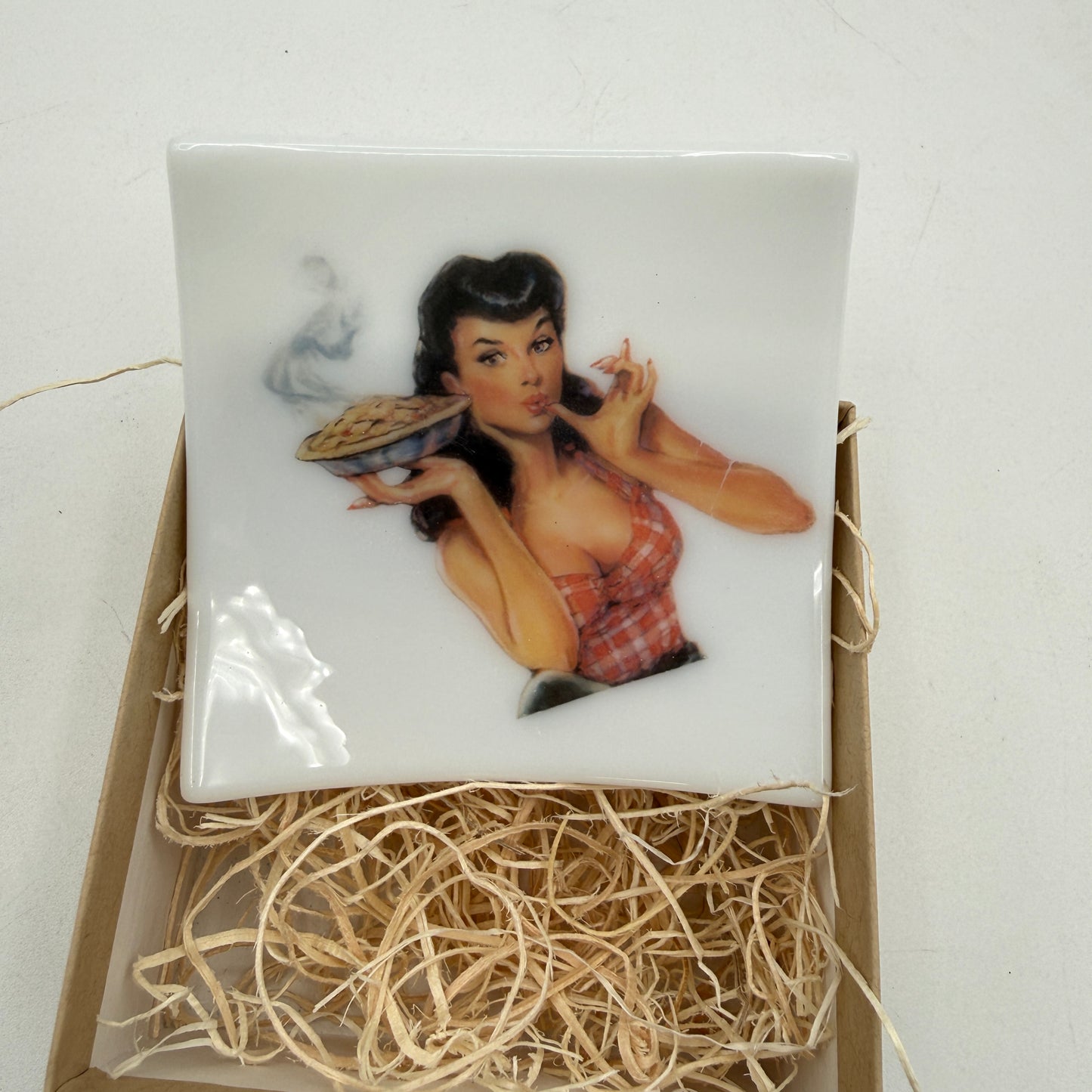 Handmade Fused Glass Pin-Up Girl Trinket & Ring Dish