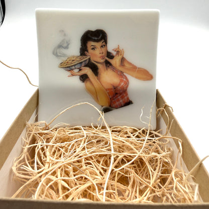 Handmade Fused Glass Pin-Up Girl Trinket & Ring Dish