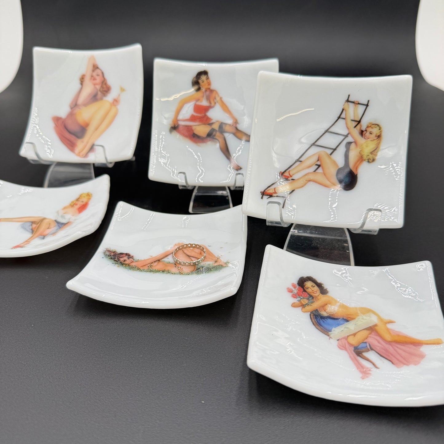 Handmade Fused Glass Pin-Up Girl Trinket & Ring Dish