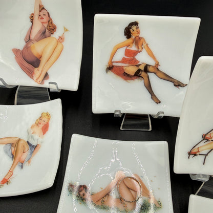 Handmade Fused Glass Pin-Up Girl Trinket & Ring Dish