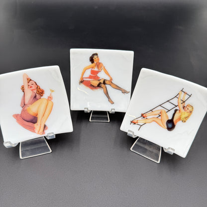 Handmade Fused Glass Pin-Up Girl Trinket & Ring Dish