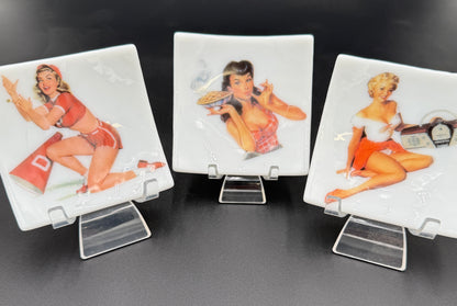 Handmade Fused Glass Pin-Up Girl Trinket & Ring Dish