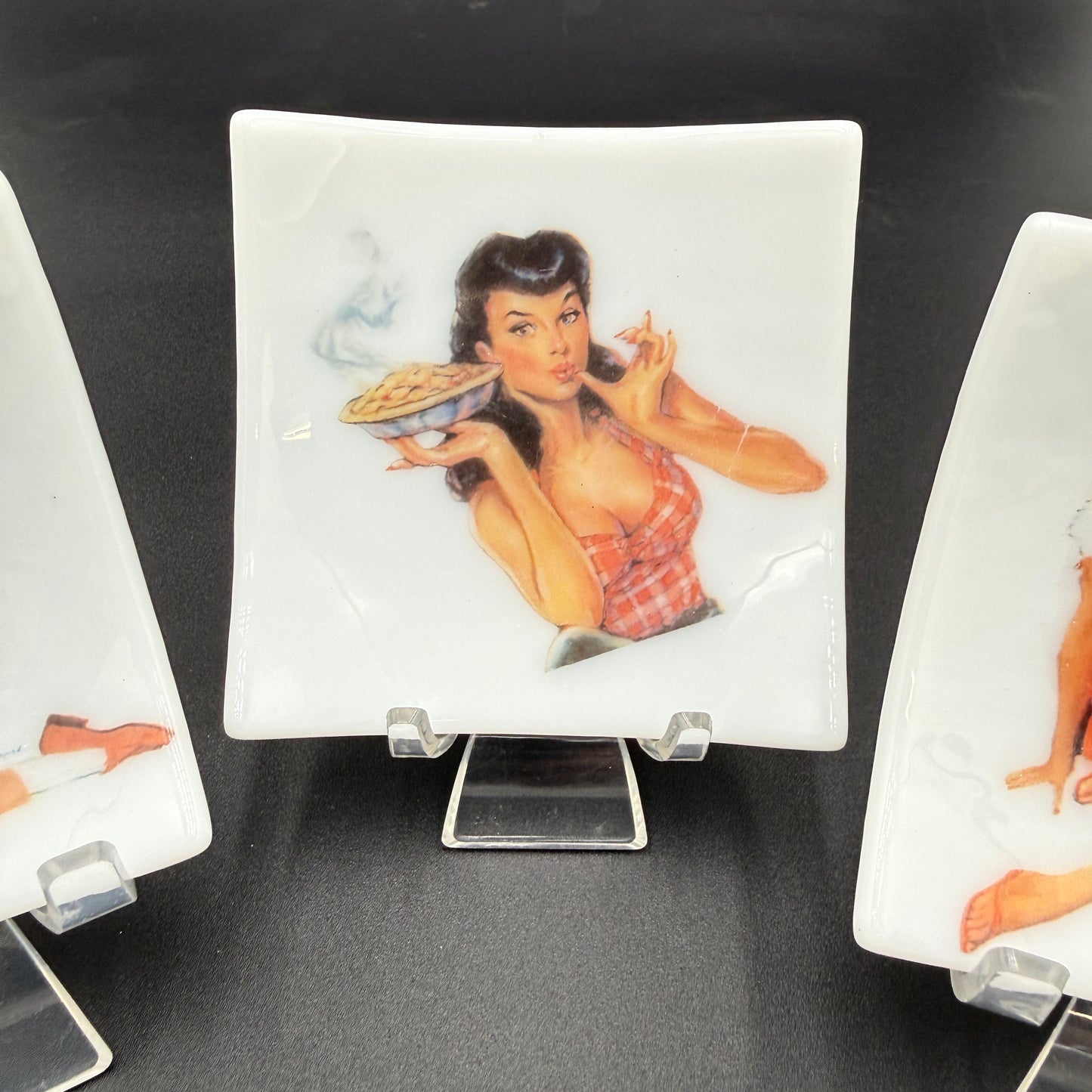 Handmade Fused Glass Pin-Up Girl Trinket & Ring Dish