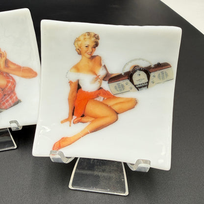 Handmade Fused Glass Pin-Up Girl Trinket & Ring Dish