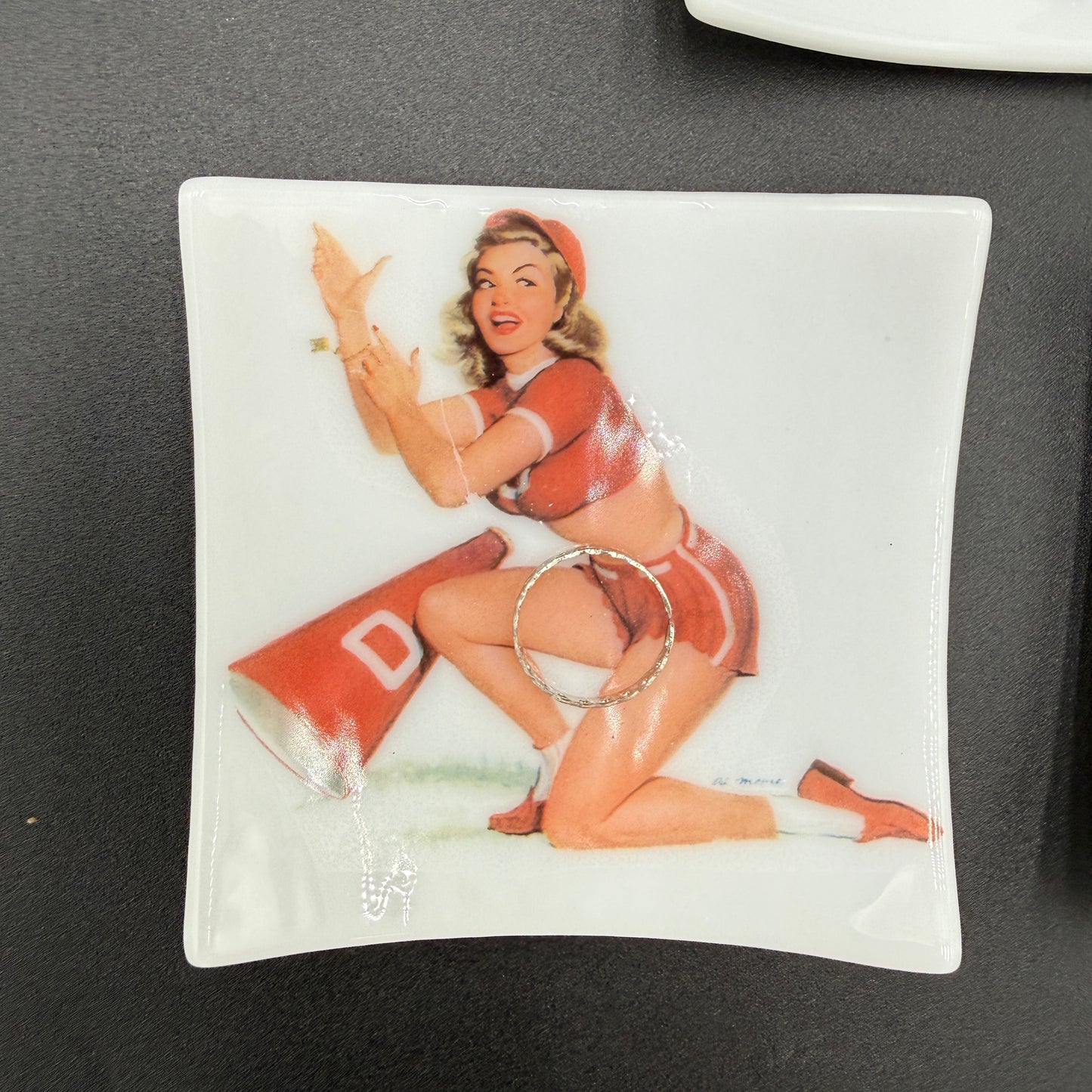 Handmade Fused Glass Pin-Up Girl Trinket & Ring Dish