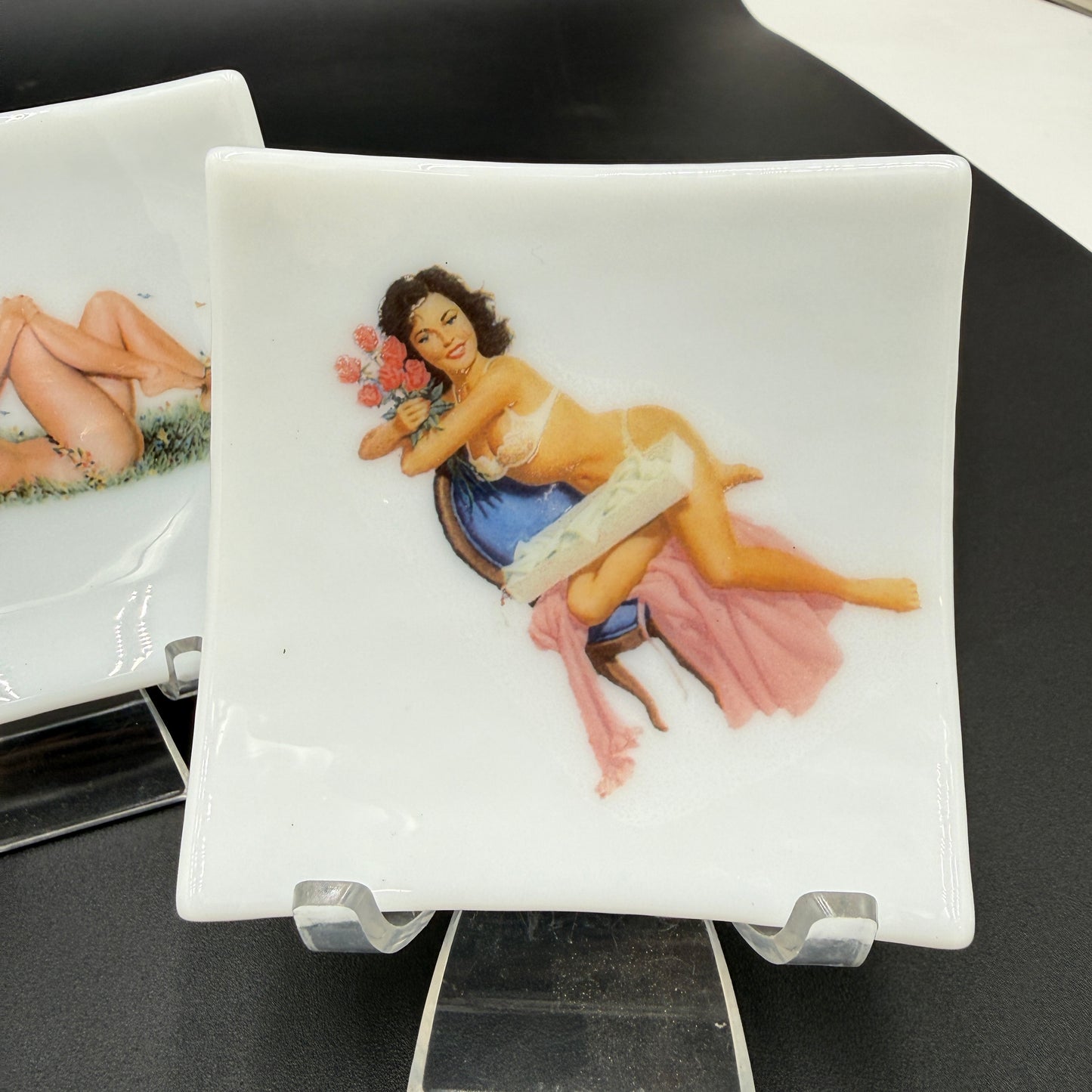 Handmade Fused Glass Pin-Up Girl Trinket & Ring Dish