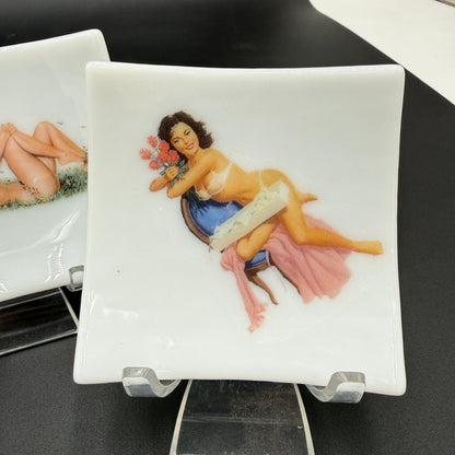 Handmade Fused Glass Pin-Up Girl Trinket & Ring Dish