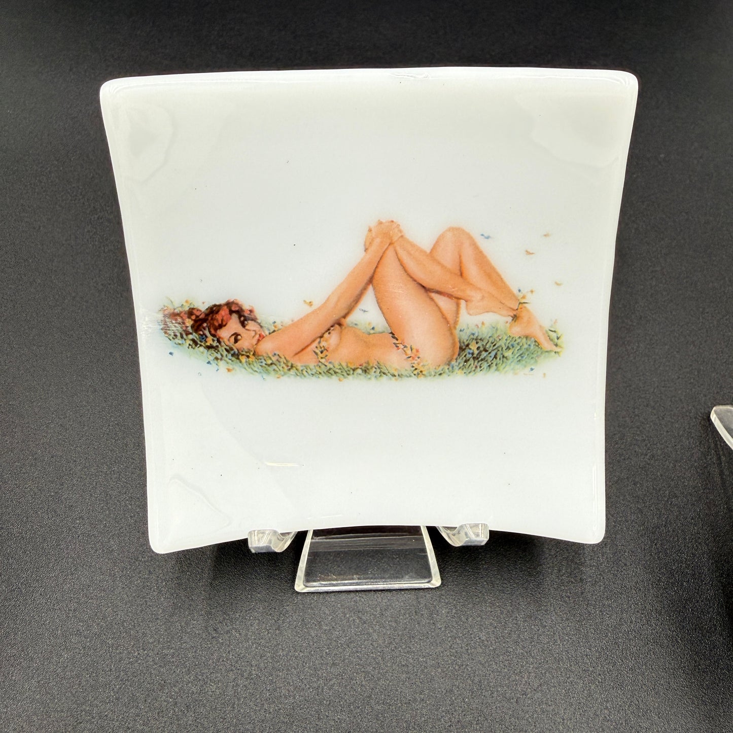 Handmade Fused Glass Pin-Up Girl Trinket & Ring Dish