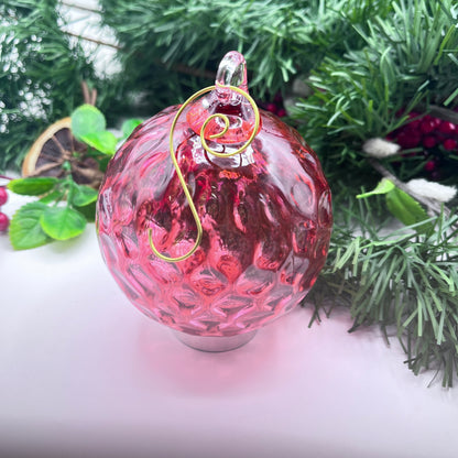 Fuscia Diamond Blown Glass Ornament