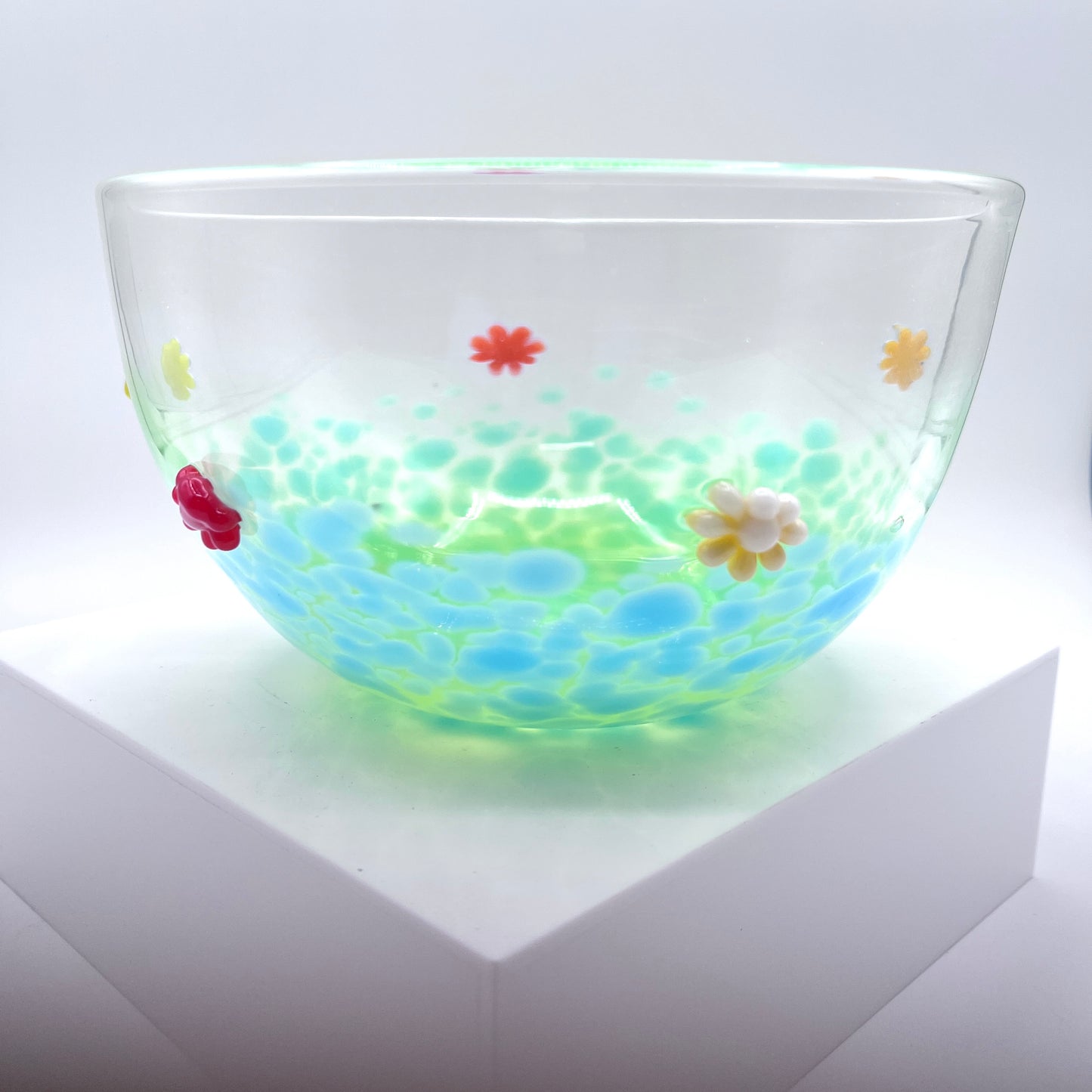 Blown Glass Flower Bowl