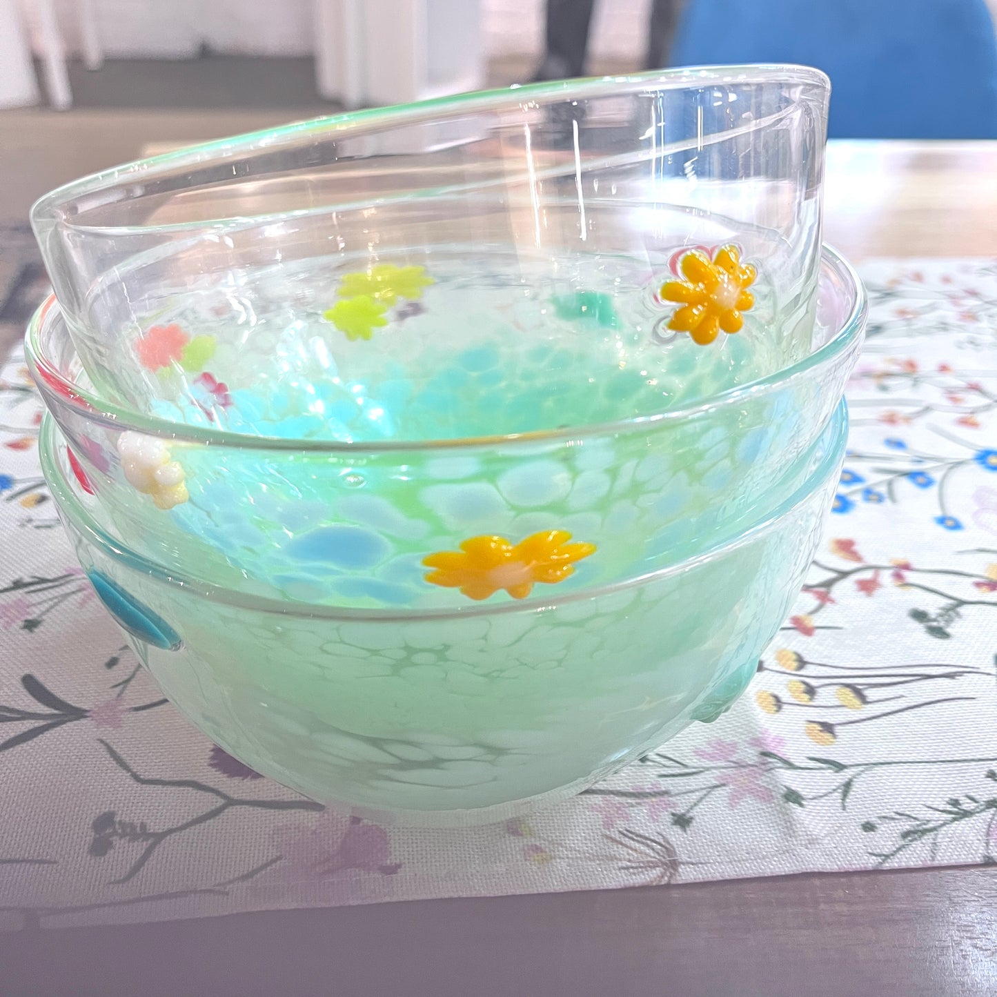 Blown Glass Flower Bowl
