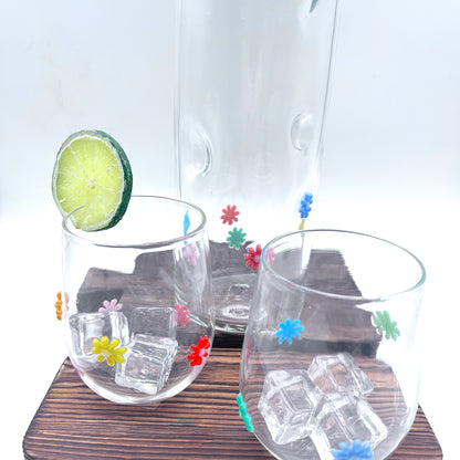 Hand Blown Stemless Wine Glass Set and Pitcher| Made in Rhode Island.