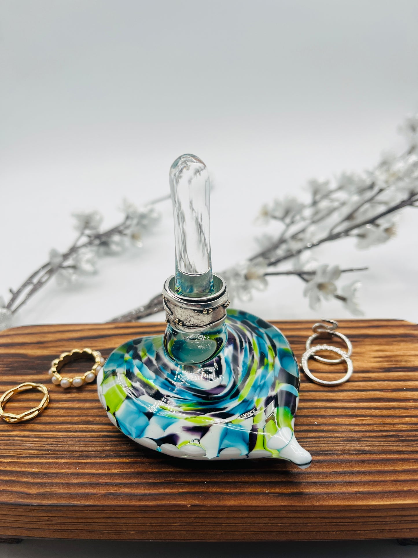 Glass Heart Ring Stand and Jewelry Holder