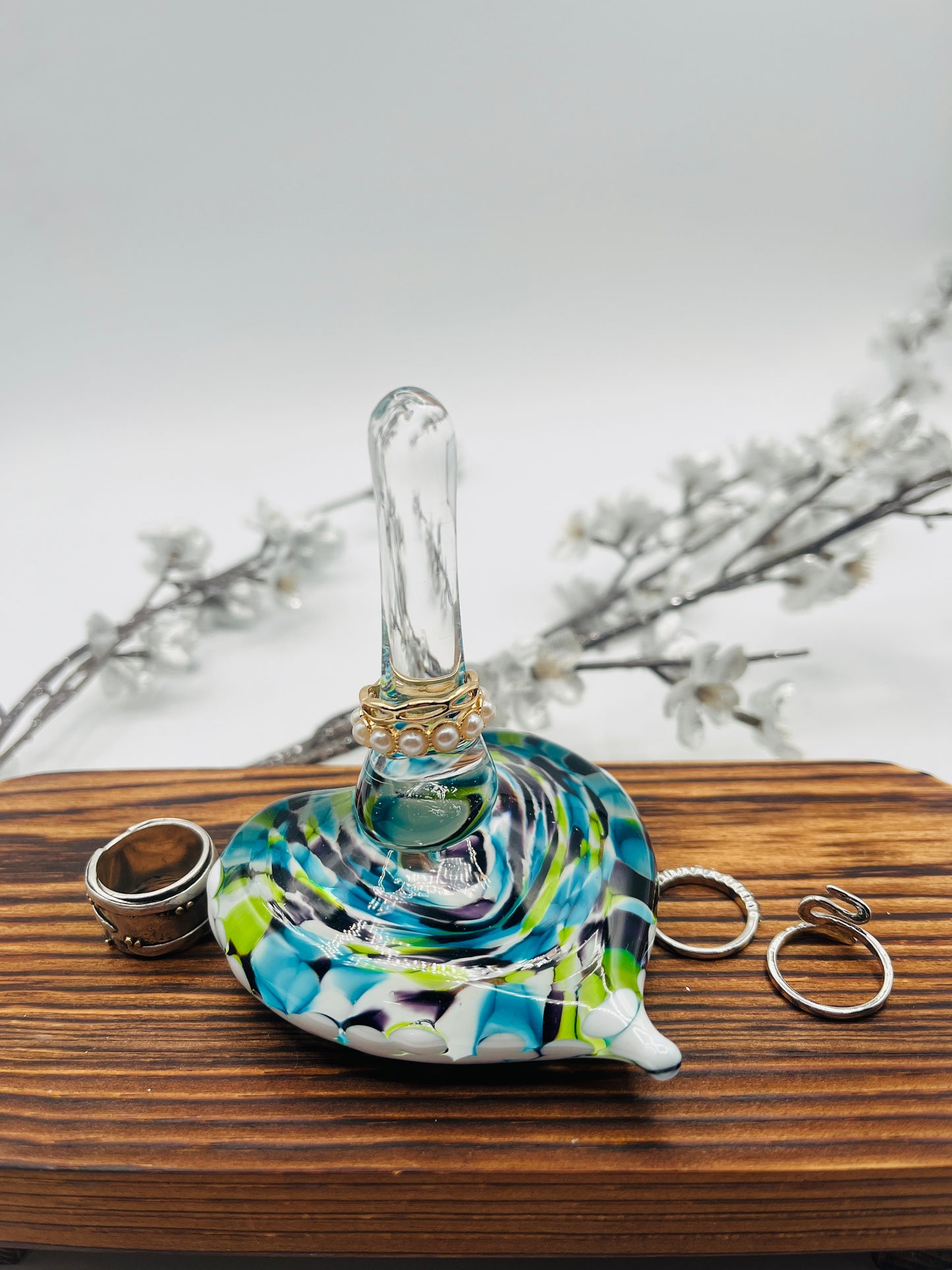 Glass Heart Ring Stand and Jewelry Holder