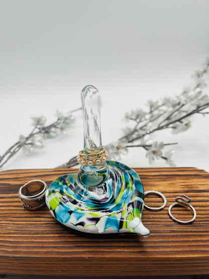 Glass Heart Ring Stand and Jewelry Holder