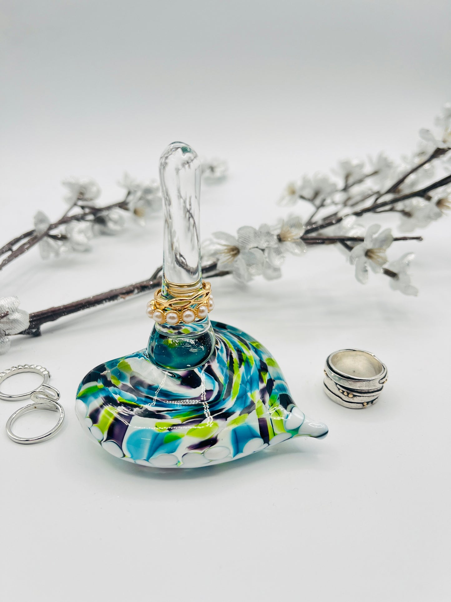 Glass Heart Ring Stand and Jewelry Holder