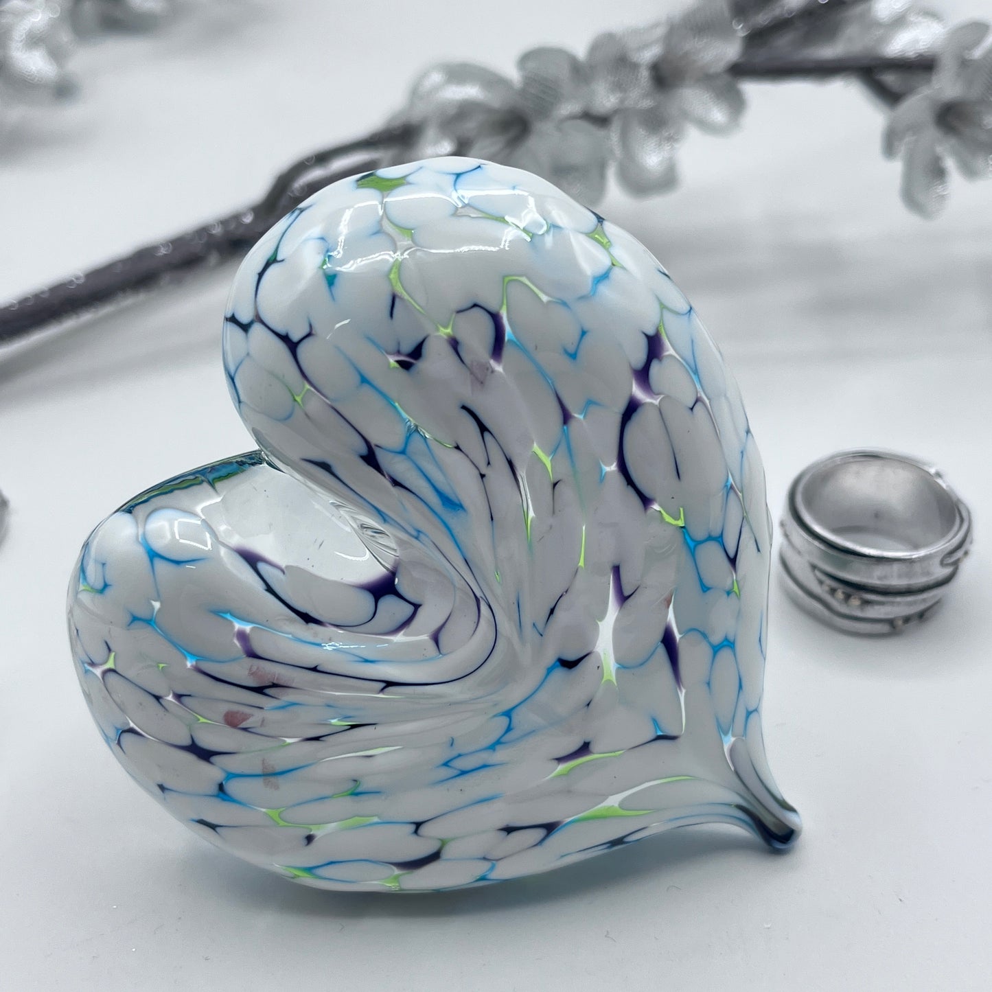 Glass Heart Ring Stand and Jewelry Holder