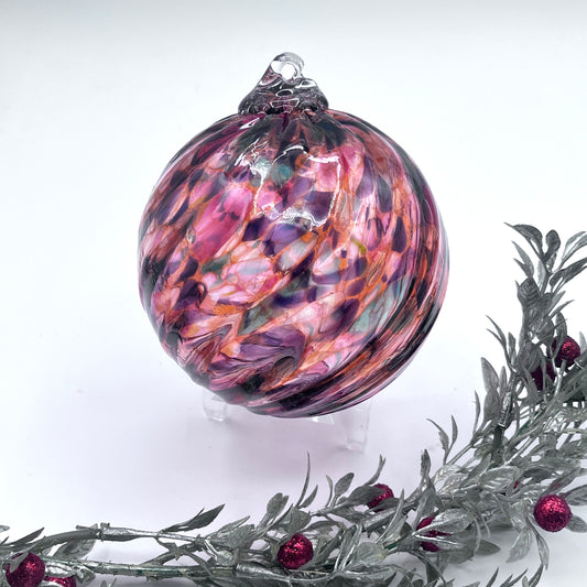 Blown Glass Ornament Sunset Spiral Twist