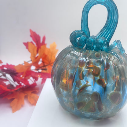 Glass Pumpkin Silver and Gold
