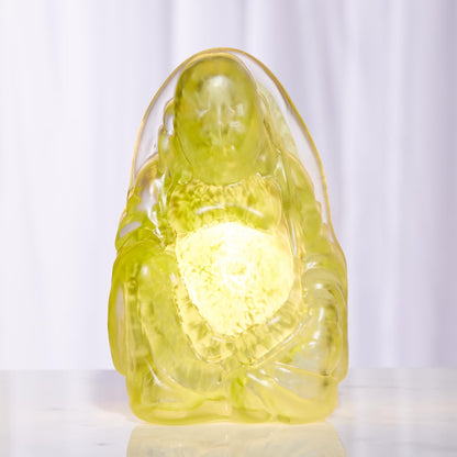 Olive Hand Blown Glass Buddha Light