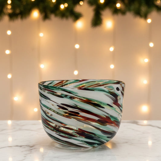 christmas color glass serving bowl
