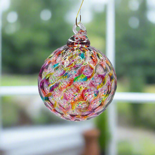 Artisan Rainbow Diamond Ornament – Blown Glass Holiday Gift hand-blown glass Ornament