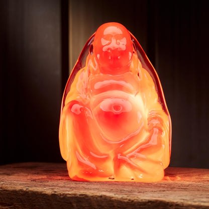 Red Hand Blown Glass Buddha Light