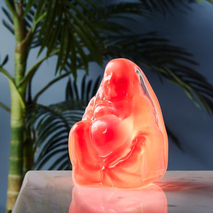 Red Hand Blown Glass Buddha Light