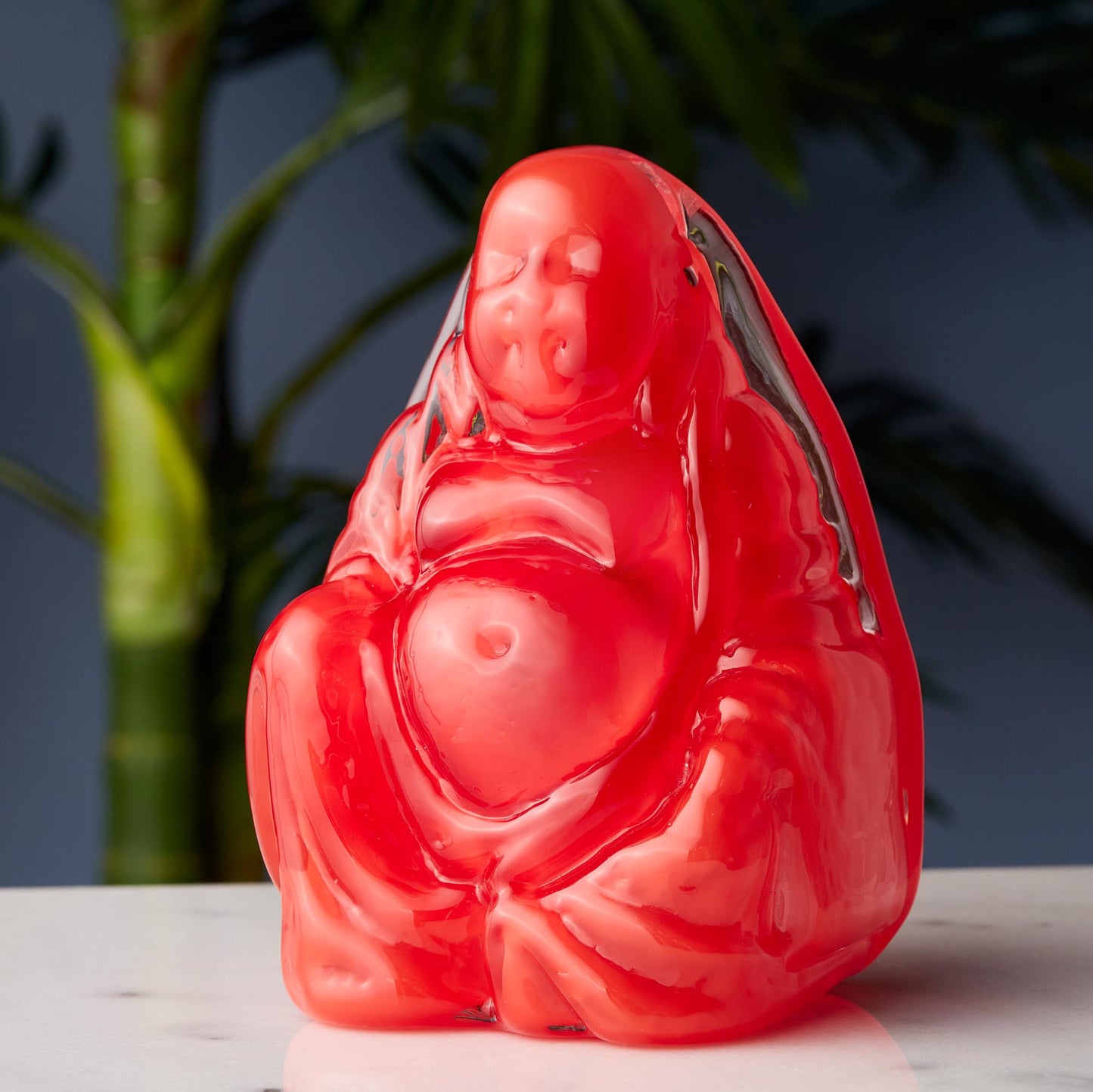 Red Hand Blown Glass Buddha Light