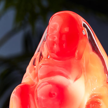 Red Hand Blown Glass Buddha Light