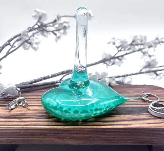 Glass Heart Ring Stand and Jewelry Holder