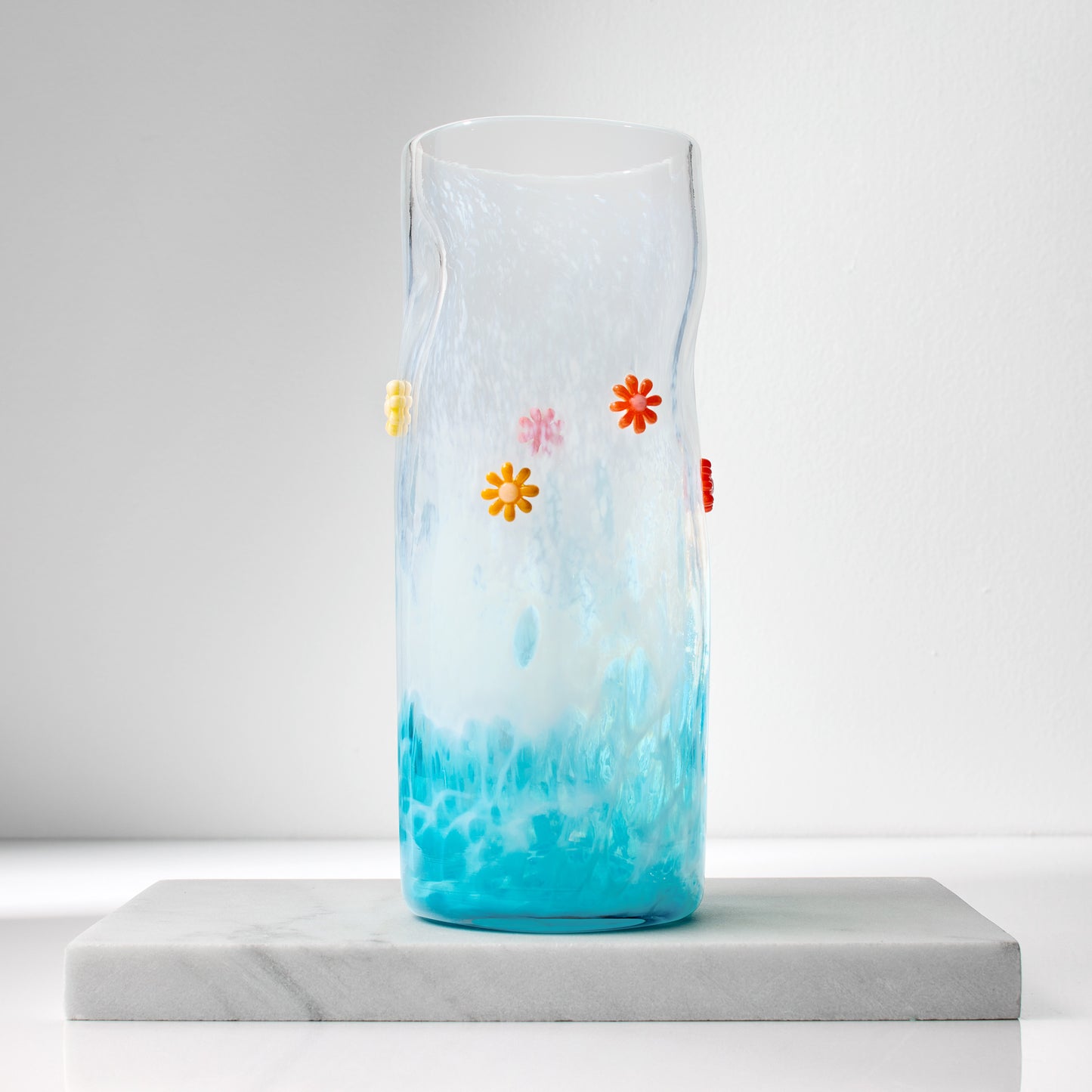 Hand Blown Flower Art Glass Vase