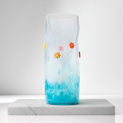 Hand Blown Flower Art Glass Vase