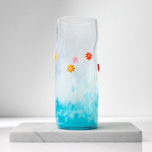 Hand Blown Flower Art Glass Vase
