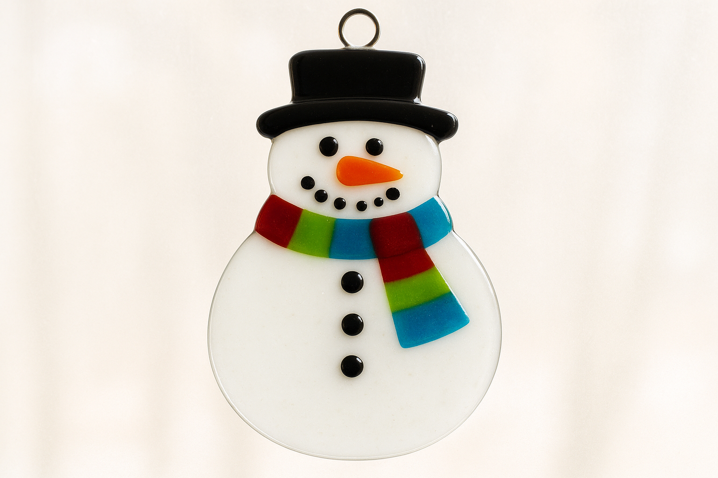 fused glass snowman window hanger