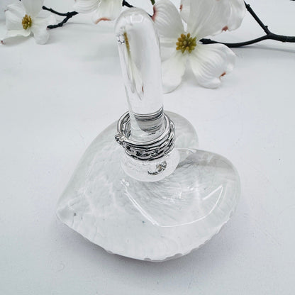 white heart ring holder