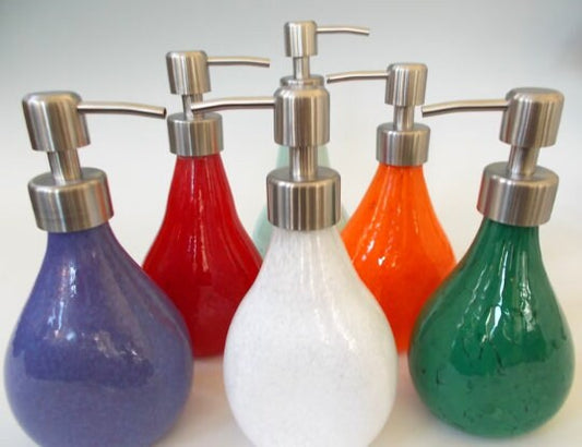 Bold Color Soap Dispenser Hand Blown Glass