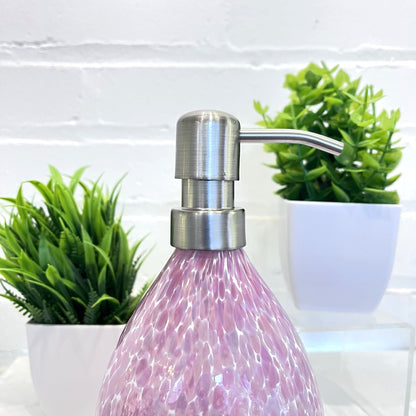 Pink Hand Blown Glass Soap Dispenser