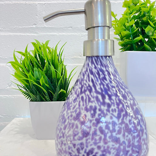Hyacinth Speckled  Hand Blown Glass Soap Dispenser
