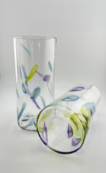 Super Sassy Set of Two High Ball Hand Blown Glasses