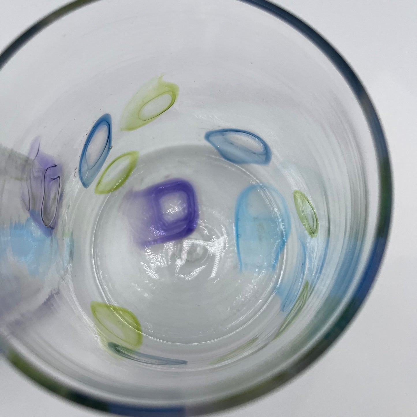 Spring Fling Set of Two Low Ball Hand Blown Glasses