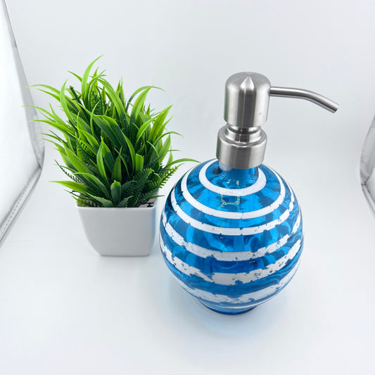 Aqua Boho Spiral Soap Dispenser | Vanity Bottle | Ready to Ship
