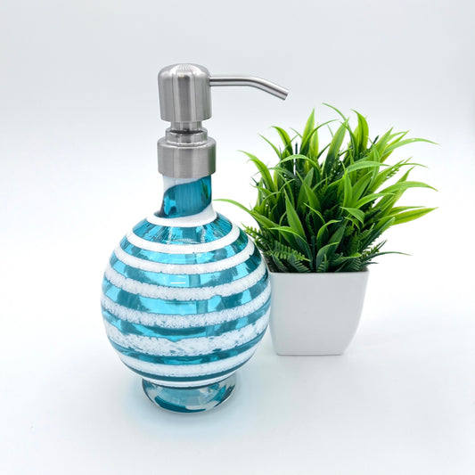 Teal Boho Spiral Soap Dispenser | Vanity Bottle | Ready to Ship