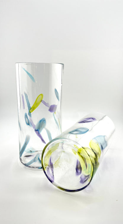 Super Sassy Set of Two High Ball Hand Blown Glasses